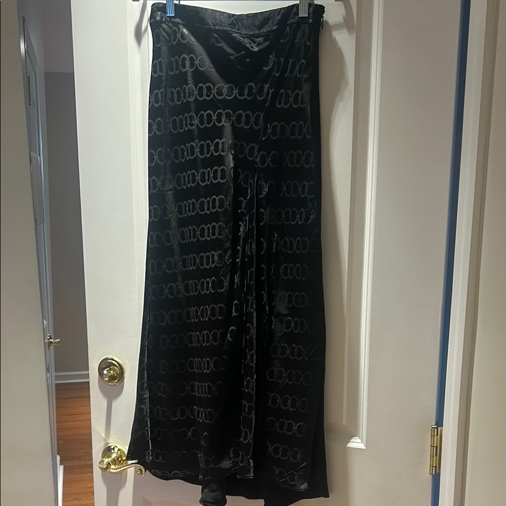 Mango black chain silk skirt